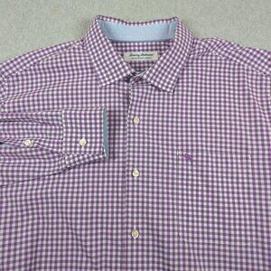 Tommy Bahama Newport Coast Shirt Mens XL Purple Gingham Check Button Up Pima